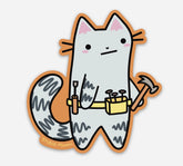 Construction Cat Vinyl Sticker